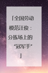 全国劳动模范汪俊：分拣场上的“冠军手”